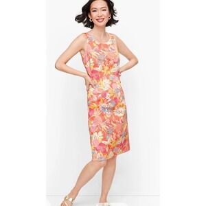 Talbots Shift Dress Sz 10 Textured Fruit & Flowers Easter Spring Wedding Dressy